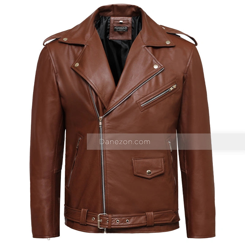 Mens Brown Motorcycle Leather Jacket Leather Jacket men detail view 2 | Dash Racegear — Dark Brown Motorcycle Jacket