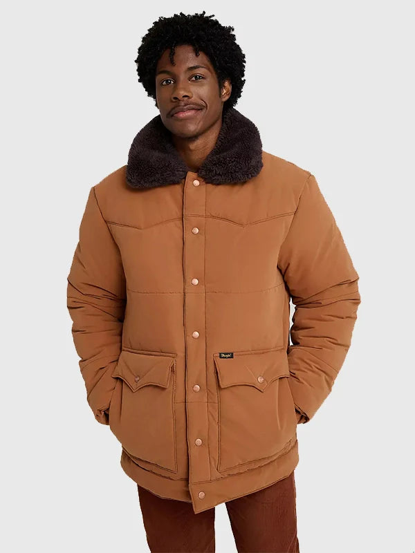 Stranger Things Wrangler Jim Hopper Jacket Jacket unisex detail view 3 | Dash Racegear — The Jim Hopper brown parachute puffer jacket blends TV-inspired edge with practical warmth for everyday wear.