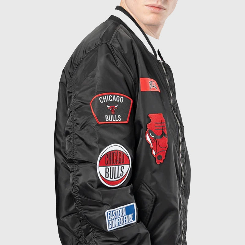 Chicago Bulls New Era Alpha Industries Patch Jacket Jacket unisex detail view 4 | Dash Racegear — Alpha Industries x New Era Chicago Bulls patch style jacket