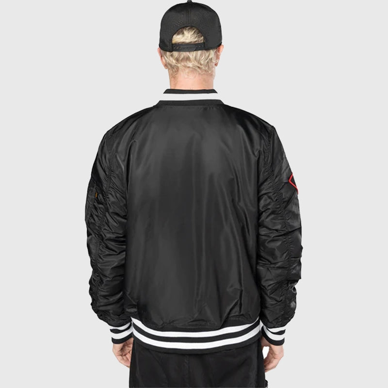 Chicago Bulls New Era Alpha Industries Patch Jacket Jacket unisex detail view 2 | Dash Racegear — Chicago Bulls Alpha Industries patch bomber jacket by New Era
