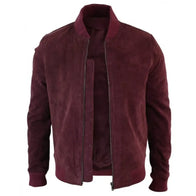 Burgundy Bomber Suede Jacket For Men Bomber Jacket men detail view 3 | Dash Racegear — Burgundy Bomber Suede Jacket For Men