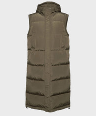 Mens Burnt Olive Long Coat Jacket men detail view 2 | Dash Racegear — Mens Hooded Puffer Long Coat