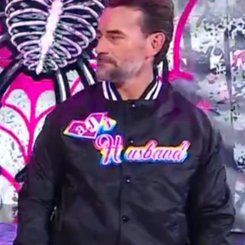 CM Punk Wrestlepalooza 2025 AJ’s Husband Jacket Jacket unisex front product view | Dash Racegear — CM Punk Wrestlepalooza 2025 AJ’s Husband jacket with wrestling-inspired style