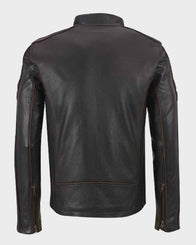 Mens Brown Stripe Cafe Racer Jacket Jacket men detail view 2 | Dash Racegear — Mens Brown Stripe Café Racer Jacket