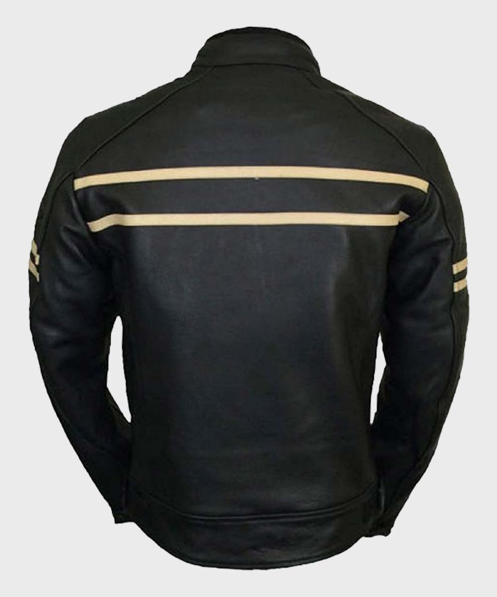 Mens Vintage Black Cafe Racer Retro Jacket Jacket men detail view 2 | Dash Racegear — Mens Cafe Racer Black Retro Biker Jacket