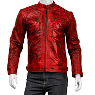 Men’s Red Cafe Racer Leather Jacket Leather Jacket men detail view 5 | Dash Racegear — Café Racer Red Men’s Leather Jacket