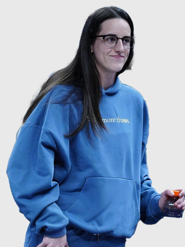 Caitlin Clark Shoot More Threes Hoodie Hoodie unisex detail view 5 | Dash Racegear — Caitlin Clark Shoot More Threes blue pullover fleece hoodie, featuring a bold basketball-inspired design with modern fan style.