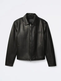 Jungkook Calvin Klein Leather Jacket Leather Jacket unisex detail view 6 | Dash Racegear — Black racer jacket combining Calvin Klein design with Jungkook inspired contemporary fashion influence.