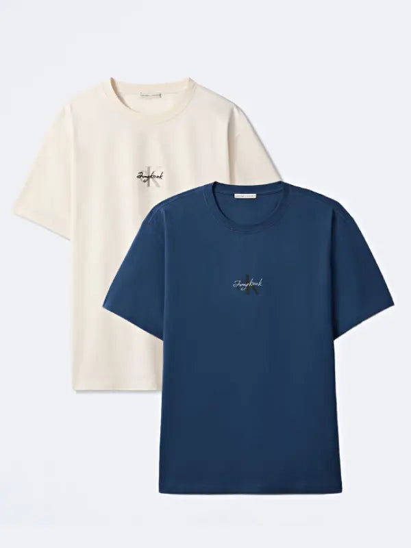 Jungkook x Calvin Klein Monogram T-shirt Shirt unisex front product view | Dash Racegear — Calvin Klein monogram tee inspired by BTS Jungkook with relaxed fit and smooth everyday wear feel.