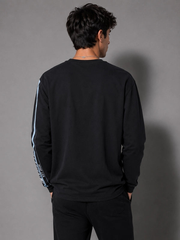 Jung Kook x Calvin Klein Racing Stripe T-Shirt Shirt unisex detail view 7 | Dash Racegear — Jung Kook BTS long sleeve shirt by Calvin Klein with contrasting race stripes and a black monochrome base