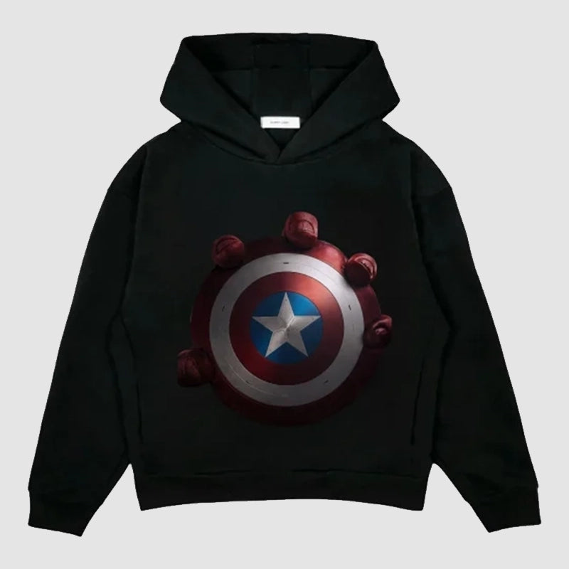 Captain America Brave New World 2025 Hoodie Hoodie unisex front product view | Dash Racegear — Brave New World 2025 hoodie styled with Marvel flair