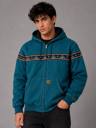 Carhartt 50th Anniversary Green Montana Jacket Jacket unisex detail view 6 | Dash Racegear — Aztec Carhartt outer jacket in green with woven designs, anniversary marking, and classic workwear roots