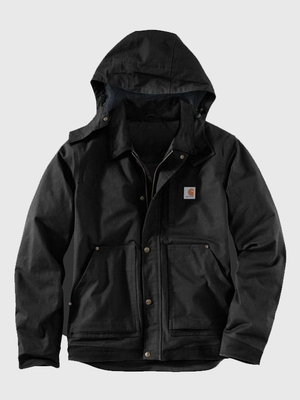 Carhartt Full Swing Steel Jacket Jacket unisex detail view 3 | Dash Racegear — Carhartt Full Swing Steel Men’s Hooded Jacket in black, durable and flexible for tough outdoor work.