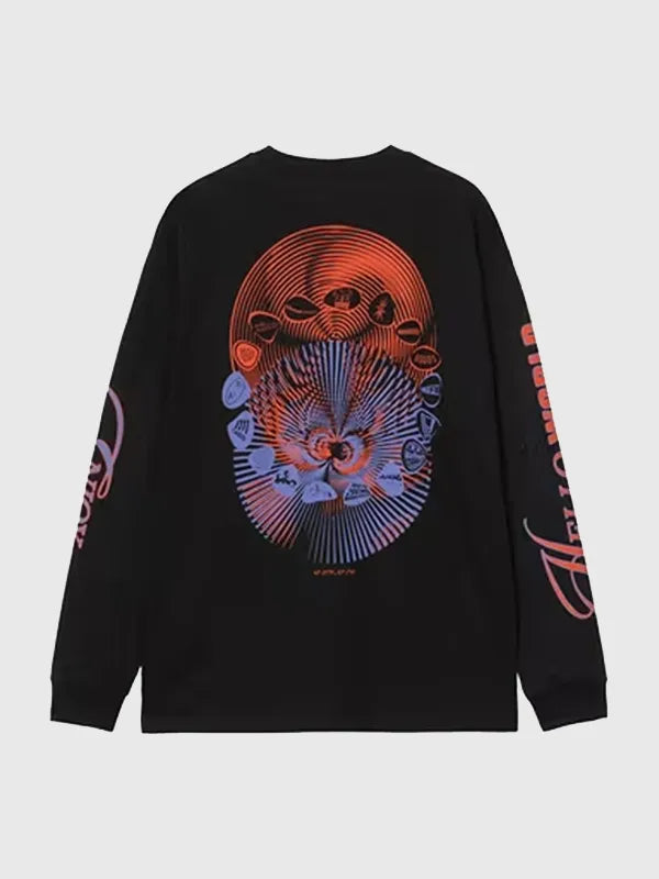 Carhartt WIP Audio Archives WIP L/S T-Shirt Shirt unisex front product view | Dash Racegear — Black Carhartt WIP Audio Archives long-sleeve T-shirt with vintage logo print, perfect for everyday streetwear style.