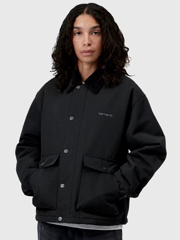 Carhartt WIP Quentin Black Jacket Jacket unisex front product view | Dash Racegear — Carhartt WIP Quentin jacket delivering premium comfort with iconic workwear-inspired styling and lasting appeal.