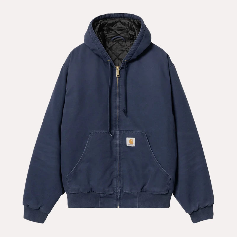 Carhartt Navy Blue Hooded Jacket Jacket unisex front product view | Dash Racegear — Carhartt blue jacket with hood