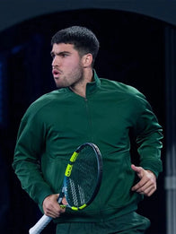 Carlos Alcaraz 2026 Australian Open Previews Jacket Jacket unisex front product view | Dash Racegear — Green 2026 Australian Open Carlos Alcaraz Fleece Jacket, comfy fit and hood, perfect for fan-style layering.