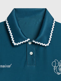 Carnival Golf x Disney Minnie Doodle Polo Shirt Shirt unisex detail view 4 | Dash Racegear — Unisex Carnival Golf x Disney Minnie Doodle polo crafted in navy blue for breathable all-day wear.