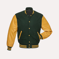 Green and Yellow Bomber Jacket Varsity Jacket unisex front product view | Dash Racegear — Green and Yellow Bomber Jacket