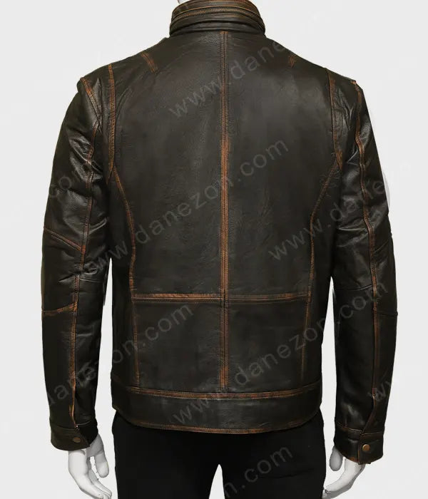 Men Brown Zipper Pockets Leather Jacket Leather Jacket men detail view 4 | Dash Racegear — Men Brown Zipper Pockets Jacket
