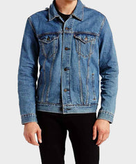 Mens Blue Trucker Jacket Denim Jacket men detail view 2 | Dash Racegear — Mens Blue Denim Jacket