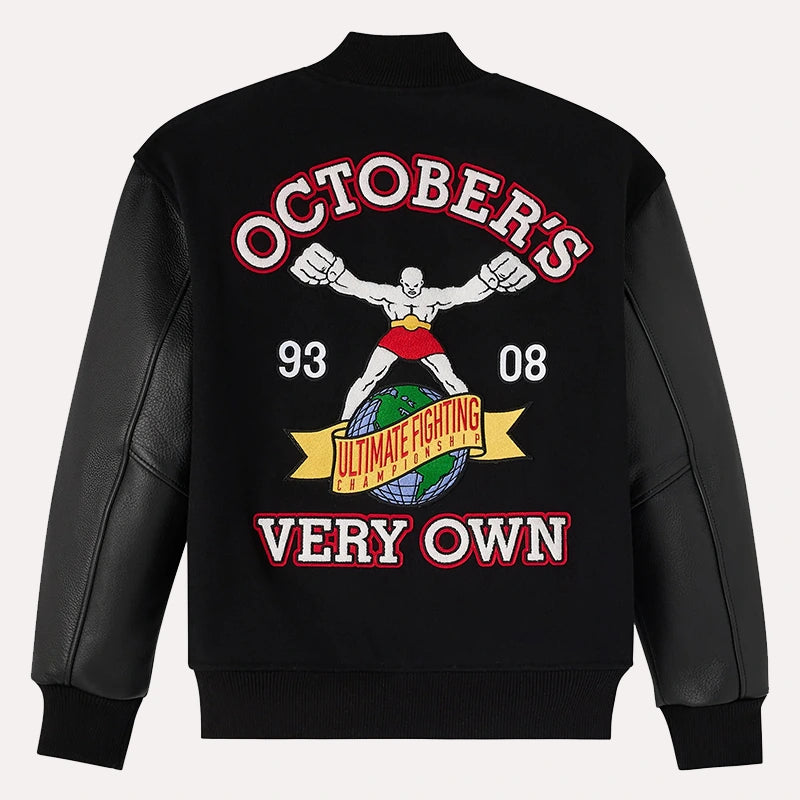 OVO x UFC Championship Varsity Jacket Varsity Jacket unisex detail view 10 | Dash Racegear — UFC Street Style – OVO Collab Varsity Jacket Look