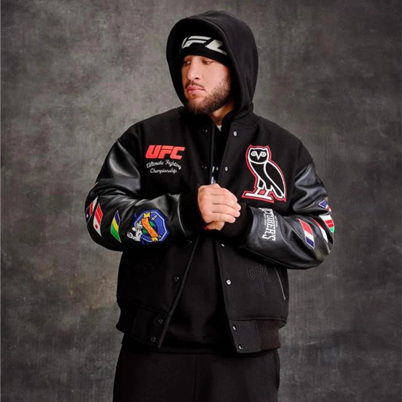 OVO x UFC Championship Varsity Jacket Varsity Jacket unisex detail view 2 | Dash Racegear — Varsity Style – OVO x UFC Championship Outerwear