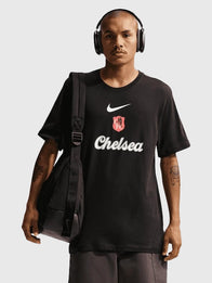 Chelsea Nike T-Shirt Shirt unisex front product view | Dash Racegear — Men’s Chelsea F.C. 2026 Nike Black T-Shirt, soft and breathable, perfect for casual wear or game-day pride.