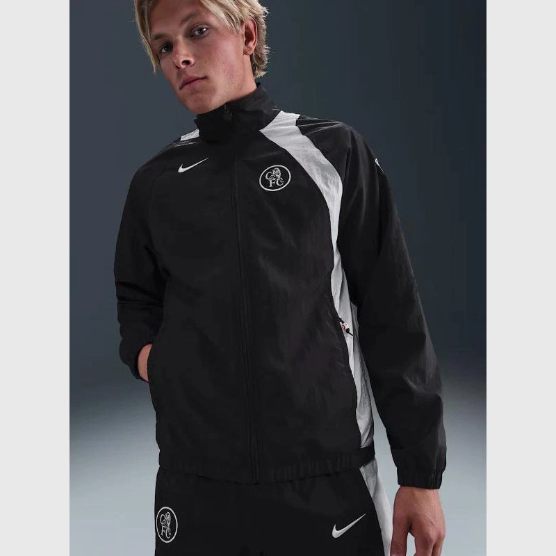 Chelsea Nike 2025-26 T90 Repel Track Jacket Jacket unisex front product view | Dash Racegear — Chelsea Nike 2025-26 T90 Repel Warm-Up Jacket
