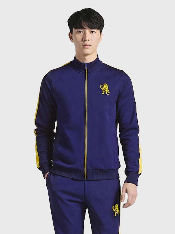 Chelsea Retro Crest Track Jacket Jacket unisex detail view 3 | Dash Racegear — Channel Chelsea heritage in the Retro Crest Navy Track Jacket, ideal for casual wear or football events.