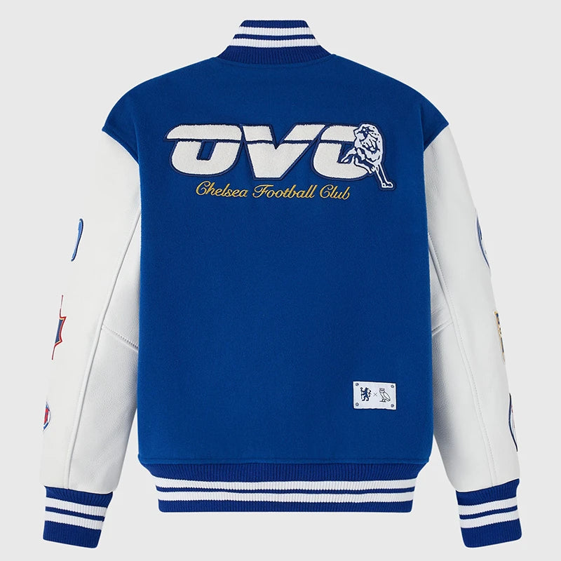 OVO x Chelsea FC Varsity Jacket Varsity Jacket unisex detail view 2 | Dash Racegear — Limited edition blue and white varsity jacket by OVO x Chelsea FC