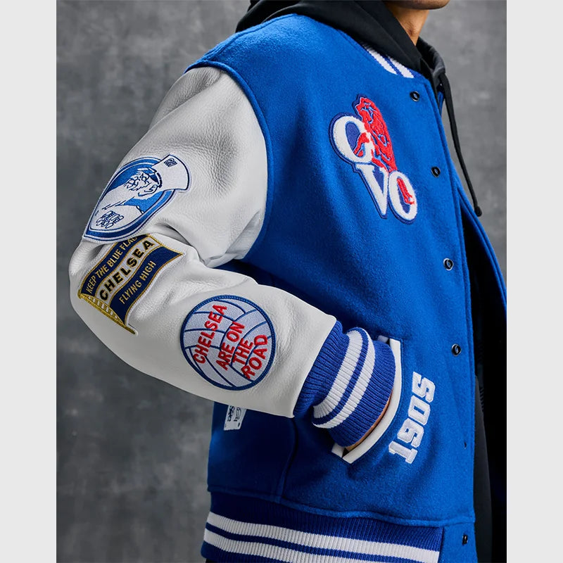 OVO x Chelsea FC Varsity Jacket Varsity Jacket unisex detail view 5 | Dash Racegear — Statement varsity jacket from OVO and Chelsea FC collaboration