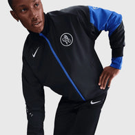 Chelsea Nike Third Anthem Jacket Jacket unisex detail view 3 | Dash Racegear — Nike Chelsea FC 2025-26 Third Kit black and blue anthem jacket with full zip.