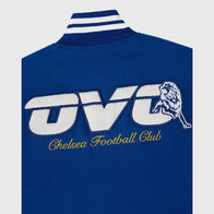 OVO x Chelsea FC Varsity Jacket Varsity Jacket unisex detail view 10 | Dash Racegear — Chelsea x OVO varsity jacket featuring owl logo and football crest