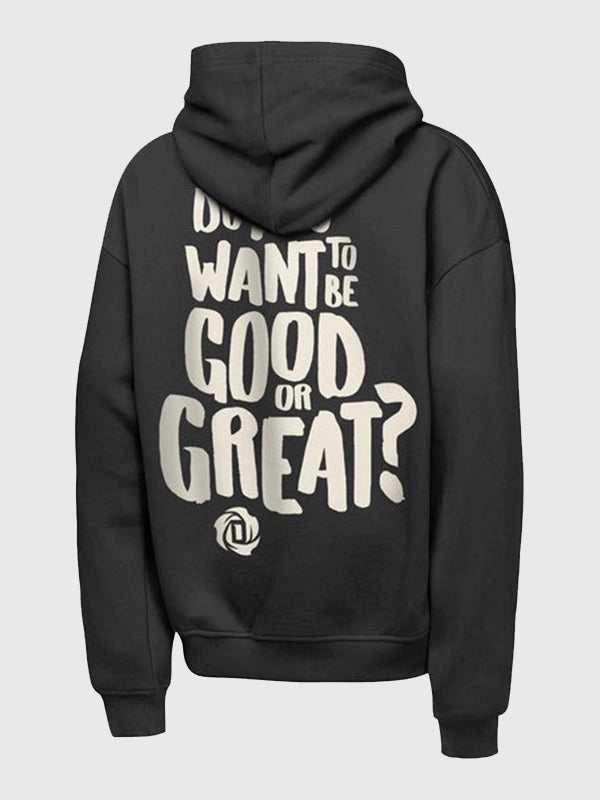 Chicago Bulls Derrick Rose Good or Great Hoodie Hoodie unisex detail view 2 | Dash Racegear — Mitchell & Ness Chicago Bulls Derrick Rose Good or Great Hoodie in black, cozy and stylish for casual outings.