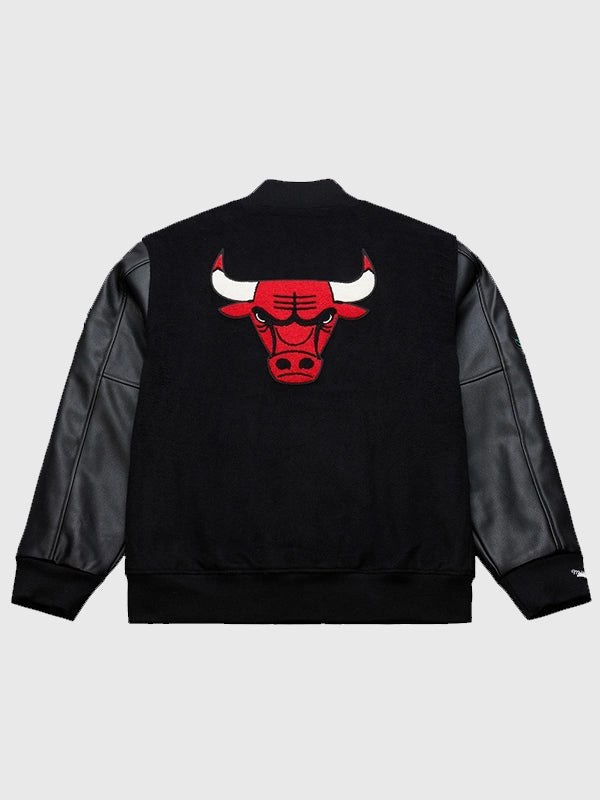 Derrick Rose Chicago Bulls Retirement Letterman Jacket Jacket unisex detail view 6 | Dash Racegear — Black Derrick Rose Chicago Bulls Retirement Letterman Jacket featuring full snaps and team pride for everyday wear.