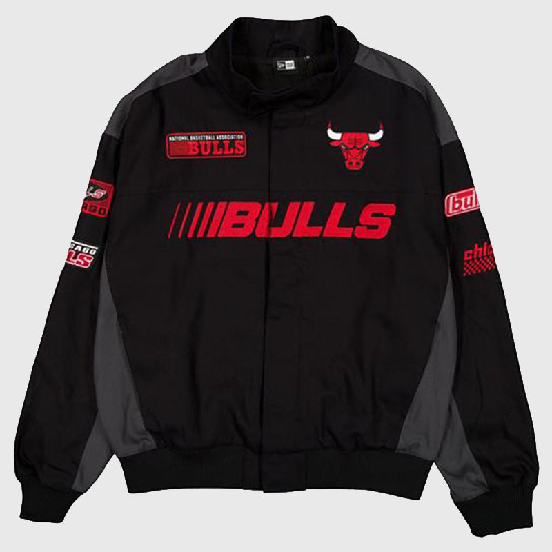 New Era Chicago Bulls Motorsports Jacket Jacket unisex front product view | Dash Racegear — Trendy New Era Bulls Motorsports Team Jacket