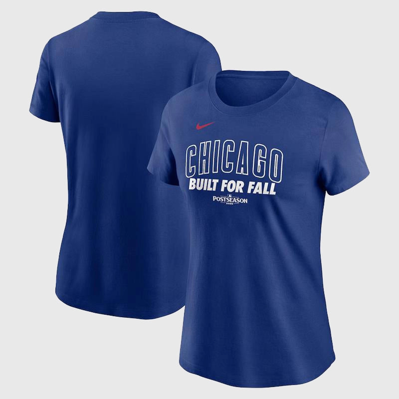 Chicago Cubs Nike Women’s 2025 MLB Postseason T-Shirt Shirt unisex front product view | Dash Racegear — Chicago Cubs 2025 Nike women’s MLB tee