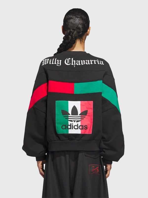 Adidas x Willy Chavarria Chicano Black Sweatshirt Sweatshirt unisex detail view 4 | Dash Racegear — 2025 Adidas x Willy Chavarria Black Chicano Crew-Neck Sweatshirt featuring premium fabric and signature minimal design details.