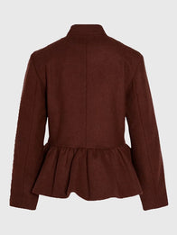 Adidas Chinese New Year Peplum Jacket Jacket unisex detail view 6 | Dash Racegear — Brown Adidas Peplum Jacket, designed for Chinese New Year with flared hem detail for festive style.