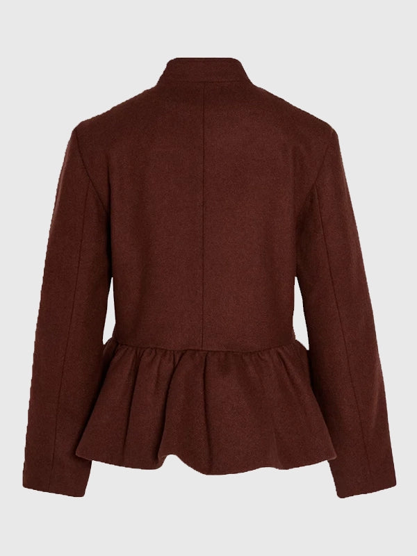 Adidas Chinese New Year Peplum Jacket Jacket unisex detail view 6 | Dash Racegear — Brown Adidas Peplum Jacket, designed for Chinese New Year with flared hem detail for festive style.