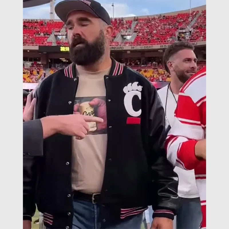 Jason Kelce Cincinnati vs Nebraska Game Jacket Jacket unisex detail view 5 | Dash Racegear — Jason Kelce College Football Cincinnati Nebraska Jacket