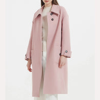 Womens Pink Wool coat Coat women front product view | Dash Racegear — Pink Wool coat