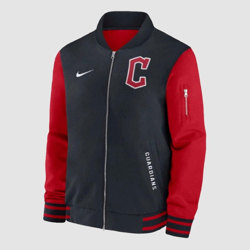 Cleveland Guardians Dugout Bomber Jacket Bomber Jacket unisex detail view 3 | Dash Racegear — Stay Warm with Cleveland Guardians Dugout Bomber Jacket