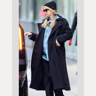 Jennifer Lawrence Black Coat Coat unisex front product view | Dash Racegear — Jennifer Lawrence Winter Fashion – Black Coat Ensemble