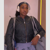 Coco Gauff Leather Jacket Leather Jacket unisex detail view 2 | Dash Racegear — Athletic-inspired leather layering in Coco Gauff’s signature style