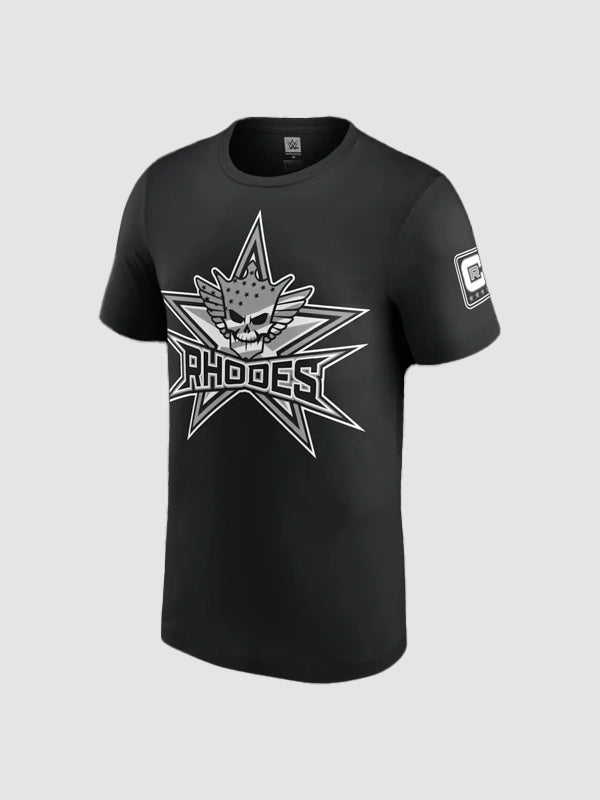 Cody Rhodes Crest T-Shirt Shirt unisex detail view 2 | Dash Racegear — Cody Rhodes Crest T-shirt in black/white offers a soft casual fit with a striking emblem and modern everyday style.