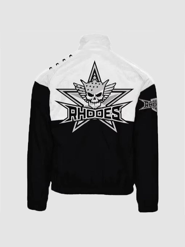 Cody Rhodes Windbreaker Jacket Jacket unisex detail view 3 | Dash Racegear — A modern black/white windbreaker jacket featuring clean color blocking and a sharp, performance-ready casual design.