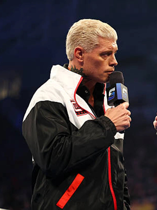 SmackDown 2026 Cody Rhodes Jacket Jacket unisex detail view 3 | Dash Racegear — Cody Rhodes black white satin piece recreated with modern outer shape and smooth finishing touch