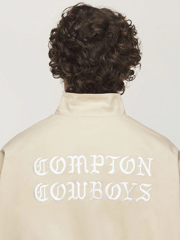 Adidas x Willy Chavarria Compton Cowboys Chino Track Jacket Jacket unisex detail view 4 | Dash Racegear — Unisex beige Adidas x Willy Chavarria track jacket with segmented three‑stripes and embroidered accents for standout flair.
